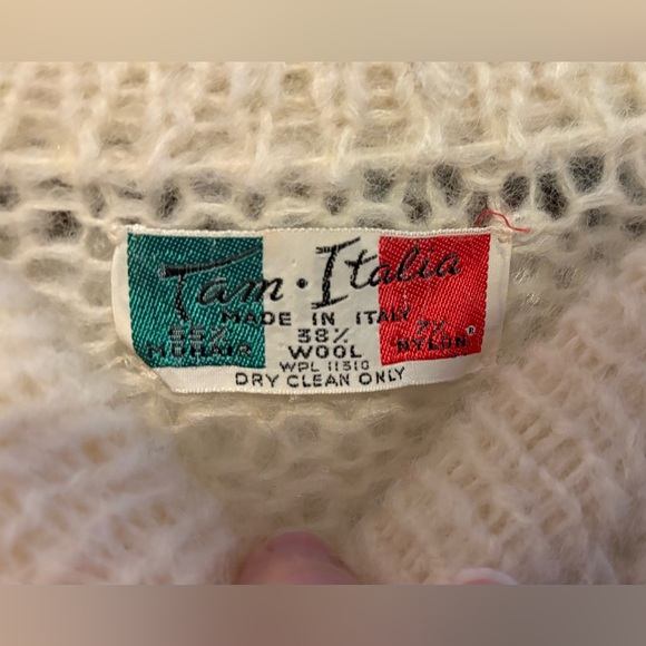 Tam Italia Vintage Mohair/Wool made in Italy Cream Black Patterned Women Sweater - Picture 7 of 8